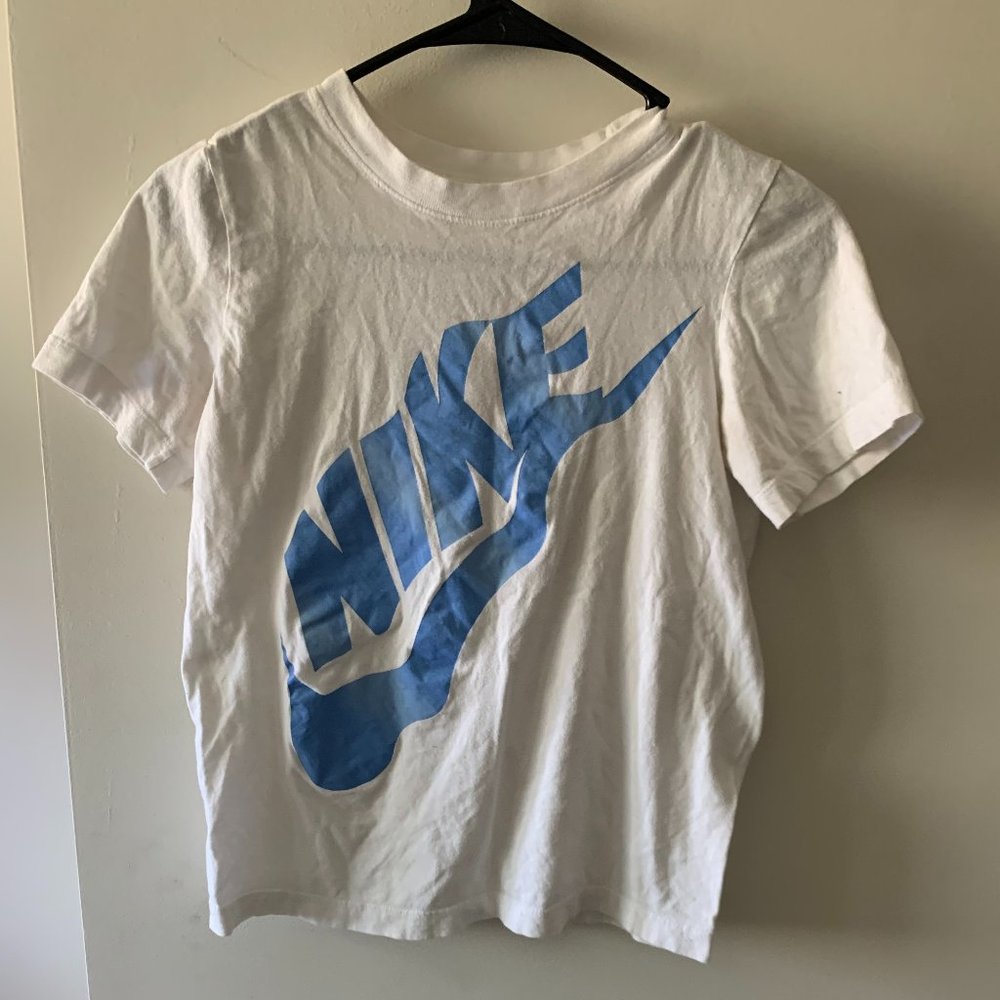 custom Nike blue and white  shirt